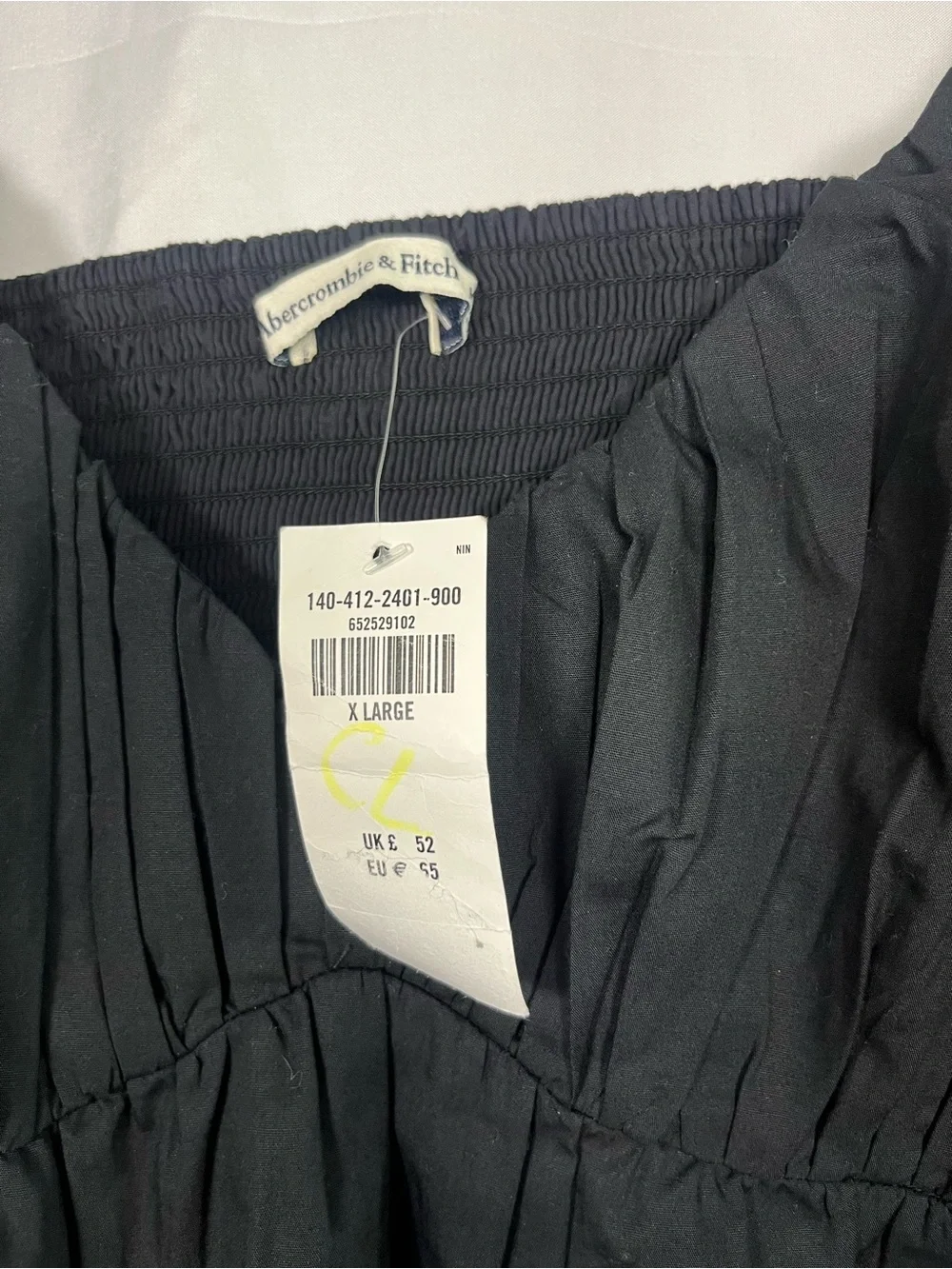 Abercrombie & fitch NWT black cotton poplin puff sleeve babydoll top sz XL